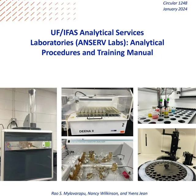 thumbnail for publication: UF/IFAS Analytical Services Laboratories (ANSERV Labs): Analytical Procedures and Training Manual